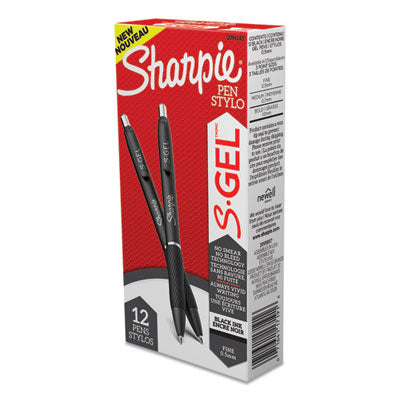 S-Gel High-Performance Gel Pen, Retractable, Fine 0.5 mm, Black Ink, Black Barrel, Dozen - 2096145