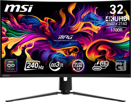 MSI MPG 321CURX QD-OLED computer monitor 80 cm (31.5") 3840 x 2160 pixels 4K Ultra HD Black - MPG321CURXQDOLED MSI