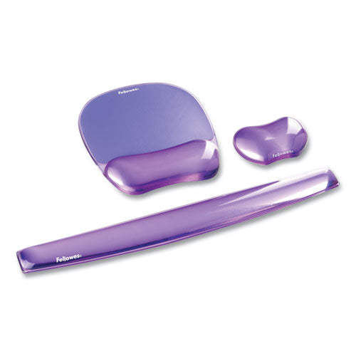 FELLOWES Gel Crystals Keyboard Wrist Rest, 18.5 x 2.25, Purple - 91437