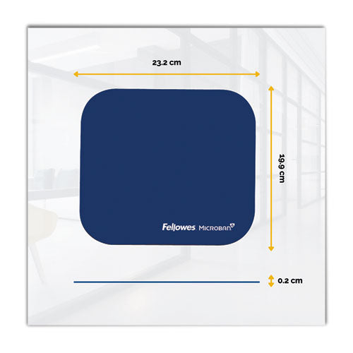FELLOWES Mouse Pad with Microban Protection, 9 x 8, Navy - 5933801