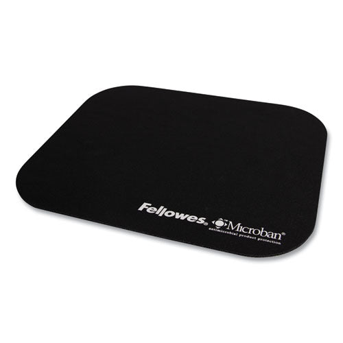 FELLOWES Mouse Pad with Microban Protection, 9 x 8, Black - 5933901