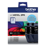 BROTHER  High-Yield Ink, 500 Page-Yield, Black, 2/Pack - LC401XL2PKS