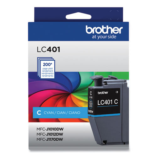 BROTHER  Ink, 200-Page-Yield, Cyan - LC401CS