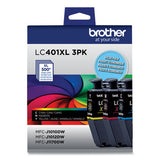 BROTHER  High-Yield Ink, 500 Page-Yield, Cyan/Magenta/Yellow, 3/Pack - LC401XL3PKS
