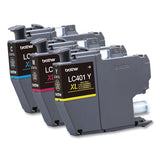 BROTHER  High-Yield Ink, 500 Page-Yield, Cyan/Magenta/Yellow, 3/Pack - LC401XL3PKS