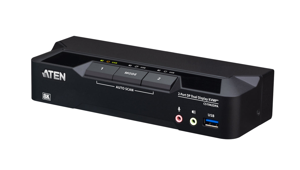 ATEN 2-Port USB 3.0 8K DisplayPort Dual-Display KVMP™ Switch (Cables included) - CS1942DPA ATEN