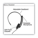 Mono Headset with Microphone and In-Line Remote, Black - 70722