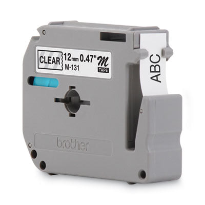 M Series Tape Cartridge for P-Touch Labelers, 0.47" x 26.2 ft, Black on Clear - M131