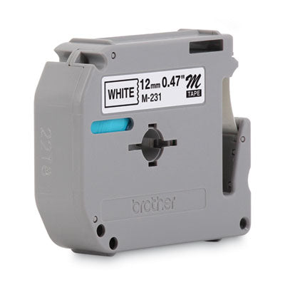M Series Tape Cartridge for P-Touch Labelers, 0.47" x 26.2 ft, Black on White - M231