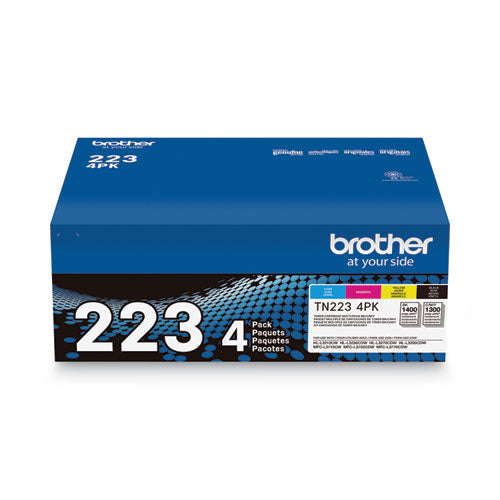 BROTHER TN2234PK Toner, 1,400/1,300 Page-Yield, Black/Cyan/Magenta/Yellow - TN2234PK