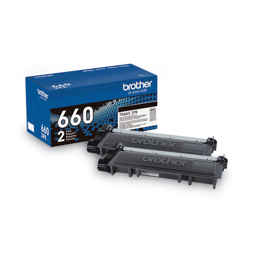 BROTHER  High-Yield Toner, 2,600 Page-Yield, Black, 2/Pack - TN6602PK