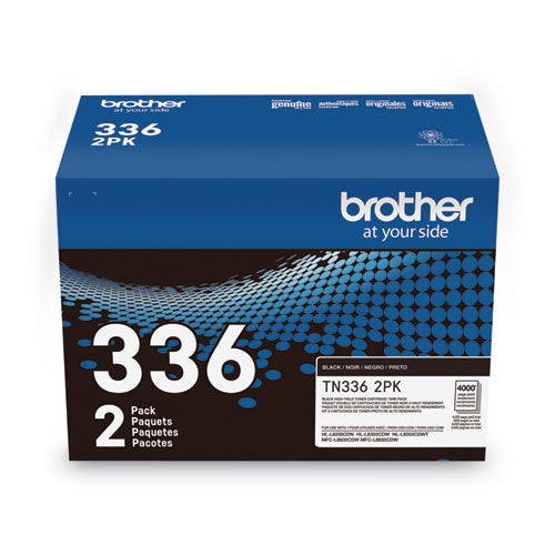 BROTHER  High-Yield Toner, 4,000 Page-Yield, Black, 2/Pack - TN3362PK