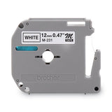 M Series Tape Cartridges for P-Touch Labelers, 0.47" x 26.2 ft, Black on White, 2/Pack - M2312PK