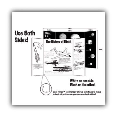 Two Cool Tri-Fold Poster Board, 36 x 48, Black/White, 6/Carton - 27135 C2G