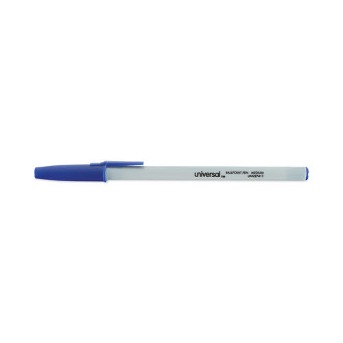 C2G Ballpoint Pen, Stick, Medium 1 mm, Blue Ink, Gray/Blue Barrel, Dozen - 27411