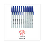 C2G Ballpoint Pen, Stick, Medium 1 mm, Blue Ink, Gray/Blue Barrel, Dozen - 27411