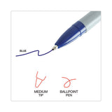 C2G Ballpoint Pen, Stick, Medium 1 mm, Blue Ink, Gray/Blue Barrel, Dozen - 27411