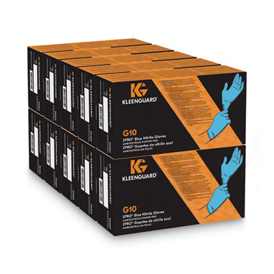 G10 2PRO Nitrile Gloves, Powder-Free, Medium, 6 mil Thick, 9.5" Long, Blue, 100/Box - 54422