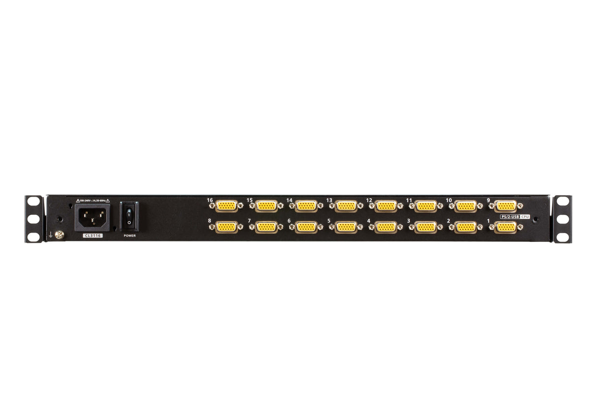 ATEN CL3116NX rack console 47 cm (18.5") 1366 x 768 pixels Metal, Plastic Black 1U - CL3116NX ATEN