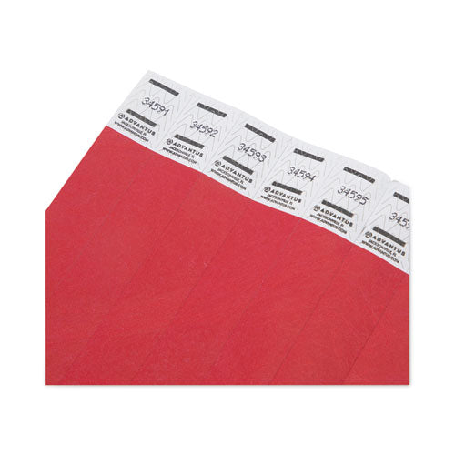 FELLOWES Crowd Management Wristbands, Sequentially Numbered, 9.75" x 0.75", Red, 500/Pack - 75510