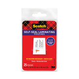 3M Self-Sealing Laminating Pouches, 9.5 mil, 3.88" x 2.44", Gloss Clear, 25/Pack - LS851G
