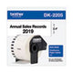Continuous Paper Label Tape, 2.4" x 100 ft Roll, White - DK2205