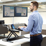 Fellowes Sit Stand Desk Riser - Lotus DX Height Adjustable Sit Stand Desk Converter with Cable Management & Antibacterial Protection - No Assembly Required - Max Weight 15.8KG - Black - 7901