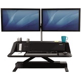 Fellowes Sit Stand Desk Riser - Lotus DX Height Adjustable Sit Stand Desk Converter with Cable Management & Antibacterial Protection - No Assembly Required - Max Weight 15.8KG - Black - 7901