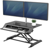 Fellowes Sit Stand Desk Riser - Lotus LT Height Adjustable Sit Stand Desk Converter with Convenient Device Channel - No Assembly Required - Max Weight 17KG - Black - 8215001