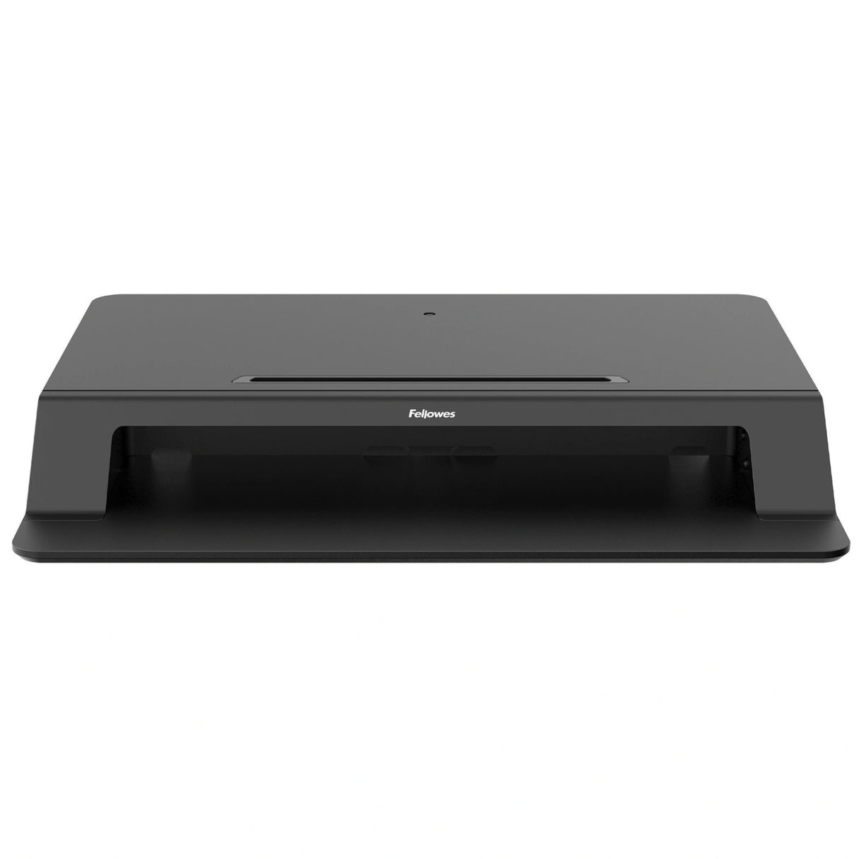 Fellowes Sit Stand Desk Riser - Lotus LT Height Adjustable Sit Stand Desk Converter with Convenient Device Channel - No Assembly Required - Max Weight 17KG - Black - 8215001