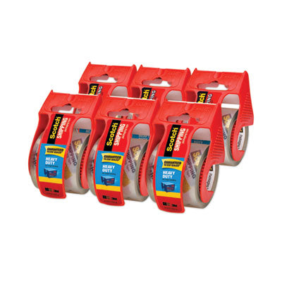 3850 Heavy-Duty Packaging Tape with Dispenser, 1.5" Core, 1.88" x 66.66 ft, Clear, 6/Pack - 142-6
