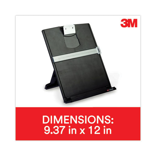3M Desktop Document Holder, Holds Up to 150 Legal Size Sheets, Plastic, Black/Silver Clip - DH340MB