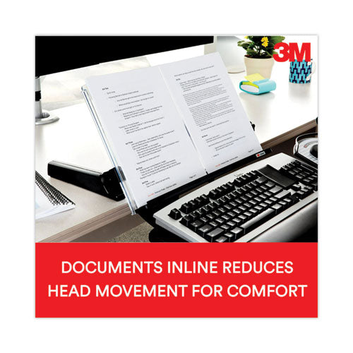 3M In-Line Document Holder with 18" Wide Backplate, Holds Up to 300 Legal Size Sheets, Plastic, Blac - DH640