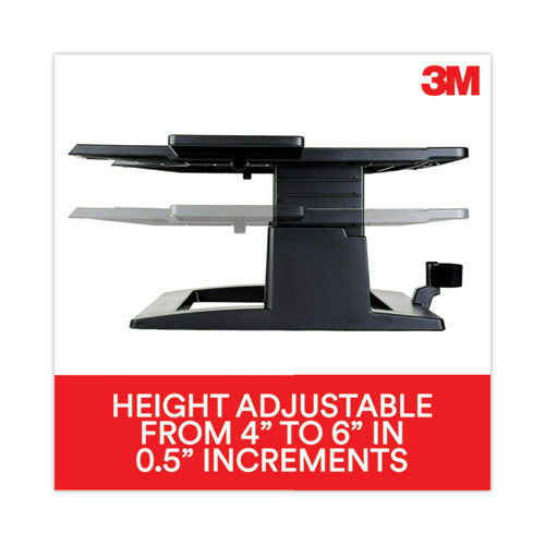 3M Adjustable Notebook Riser, 13" x 13" x 4" to 6", Black, Supports 20 lbs - LX500