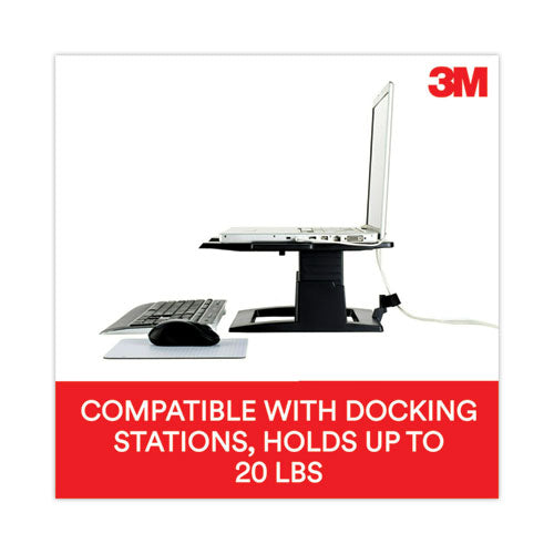 3M Adjustable Notebook Riser, 13" x 13" x 4" to 6", Black, Supports 20 lbs - LX500