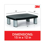Adjustable Height Monitor Stand, 15" x 12" x 2.63" to 5.78", Black/Silver, Supports up to 80 lbs - MS80B