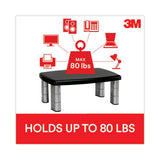 Adjustable Height Monitor Stand, 15" x 12" x 2.63" to 5.78", Black/Silver, Supports up to 80 lbs - MS80B