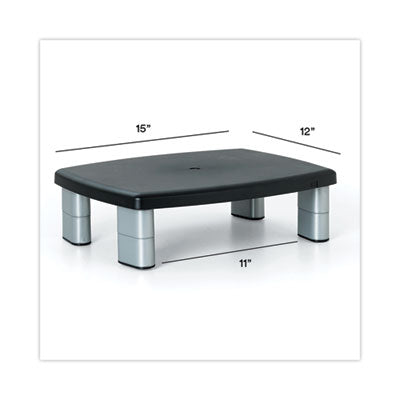 Adjustable Height Monitor Stand, 15" x 12" x 2.63" to 5.78", Black/Silver, Supports up to 80 lbs - MS80B