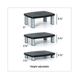 Adjustable Height Monitor Stand, 15" x 12" x 2.63" to 5.78", Black/Silver, Supports up to 80 lbs - MS80B