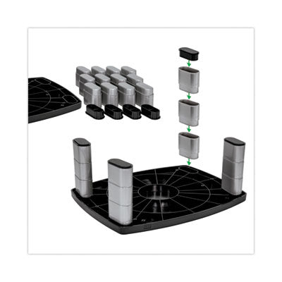 Adjustable Height Monitor Stand, 15" x 12" x 2.63" to 5.78", Black/Silver, Supports up to 80 lbs - MS80B