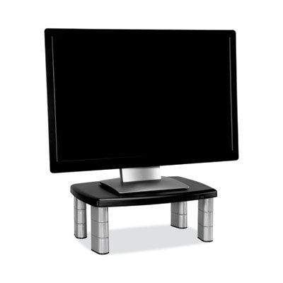 Adjustable Height Monitor Stand, 15" x 12" x 2.63" to 5.78", Black/Silver, Supports up to 80 lbs - MS80B