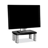 Adjustable Height Monitor Stand, 15" x 12" x 2.63" to 5.78", Black/Silver, Supports up to 80 lbs - MS80B