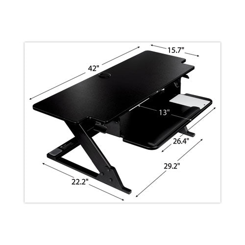 3M Precision Standing Desk, 42" x 23.2" x 6.2" to 20", Black - SD70B