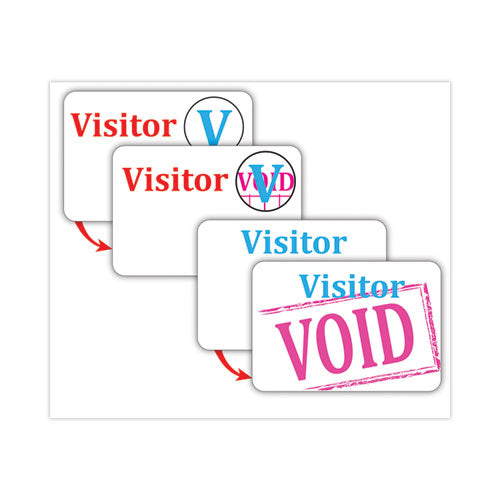 VERBATIM Time's Up! Self-Expiring Visitor Badges, One-Day Badge, 3 x 2, White, 100/Box - 97005