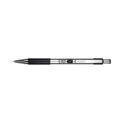 F-301 Ballpoint Pen, Retractable, Fine 0.7 mm, Black Ink, Stainless Steel/Black Barrel, 2/Pack - 27112 LEGRAND