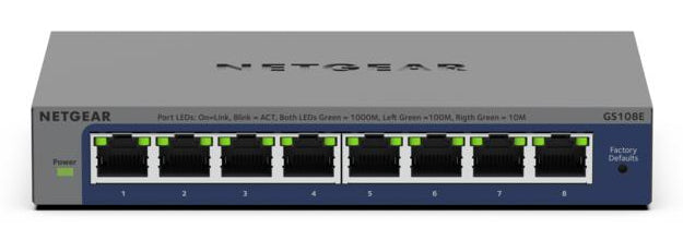 NETGEAR GS108E-400NAS network switch Unmanaged L2/L3 Gigabit Ethernet (10/100/1000) Grey - GS108E-400NAS