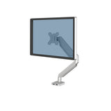 Fellowes Platinum Series Monitor Arm - Monitor Mount for 8KG 40 Inch Screens - Adjustable Monitor Desk Mount - Tilt 45° Pan 180° Swivel 360° Rotation 360°, VESA 75 x 75/100 x 100 - Silver - 8056401