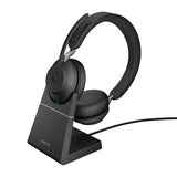 Jabra Evolve2 65 UC Stereo Std Headset Wireless Head-band Office/Call center USB Type-C Bluetooth Charging stand Black - 26599-989-889-01