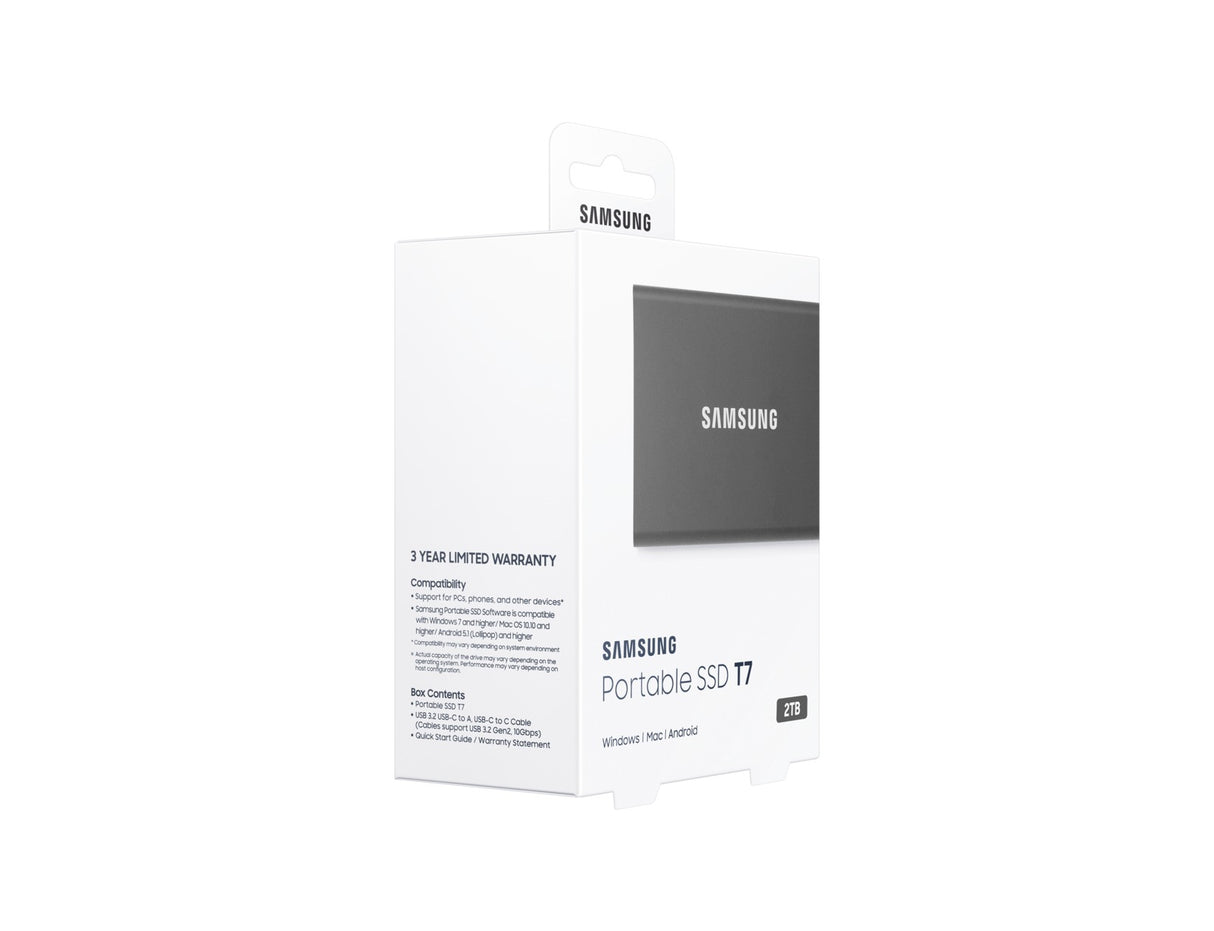 Samsung T7 2 TB USB Type-C 3.2 Gen 2 (3.1 Gen 2) Titanium - MU-PC2T0T/AM