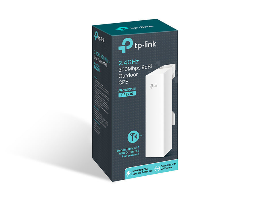 TP-Link 2.4GHz 300Mbps 9dBi Outdoor CPE 300 Mbit/s White Power over Ethernet (PoE) - CPE210